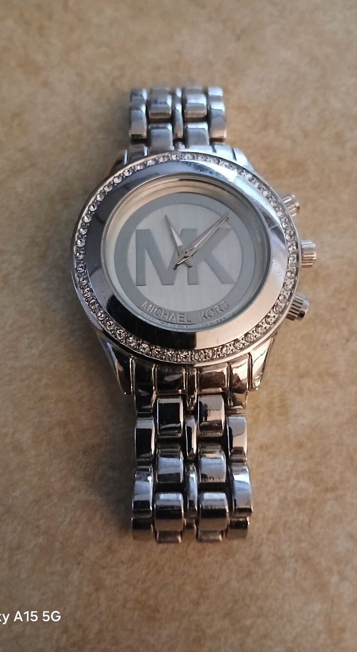 Michael Kors Silver Crystal-Accent Stainless Steel MK Logo Watch